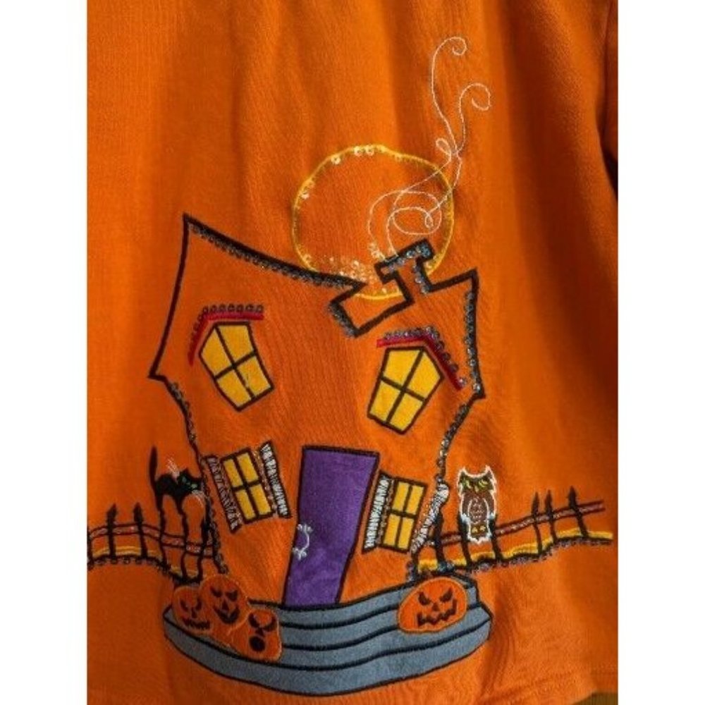 Halloween Fall Women’s Pullover Sweater Sweatshirt Size 8-10 Medium Orange - Picture 4 of 7